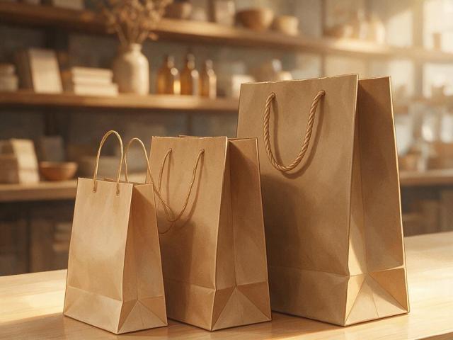 Kraft paper bags of increasing size showing different grammage and bottom types